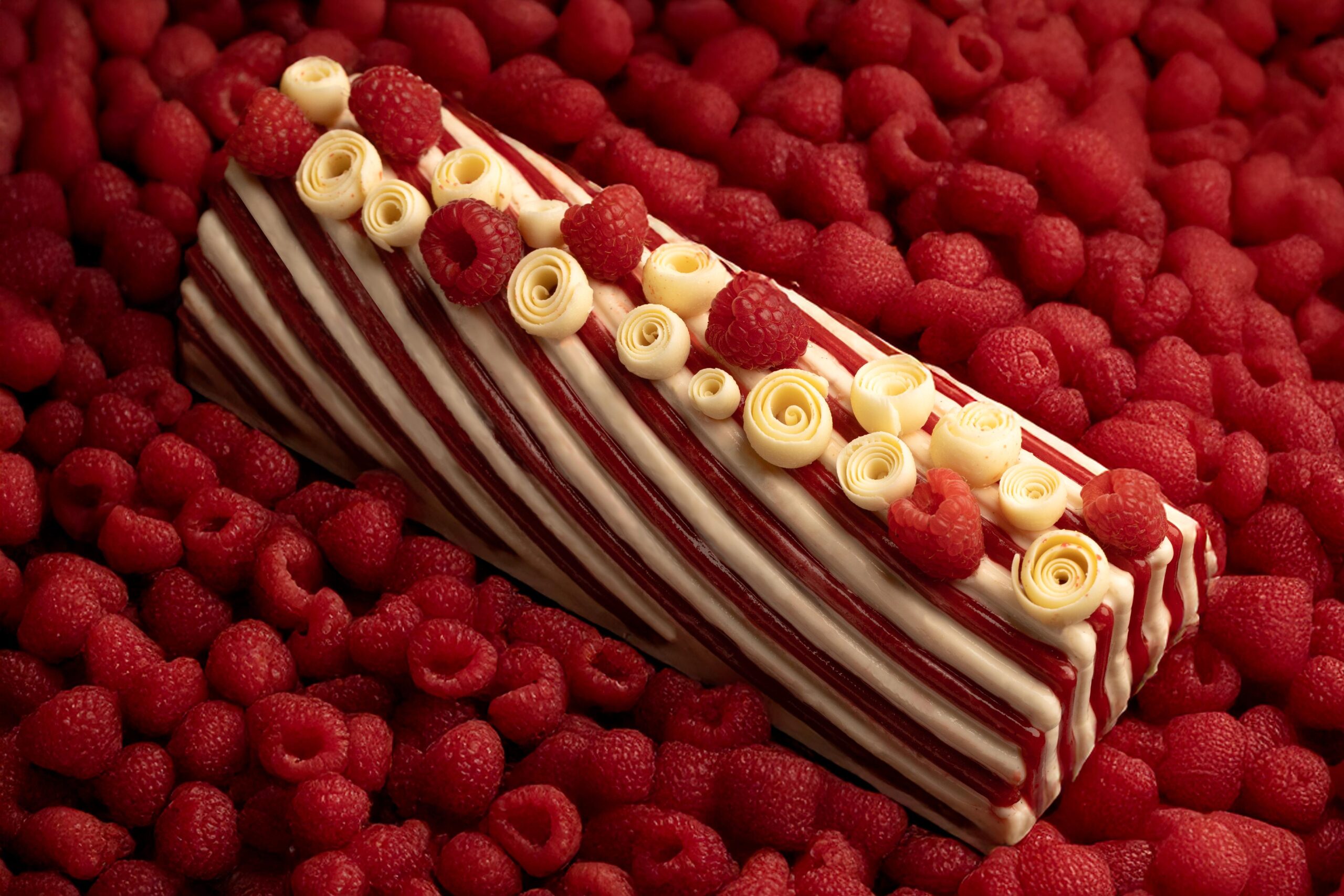 bûches Robuchon à la framboise de la collection sucre d'orges 2025